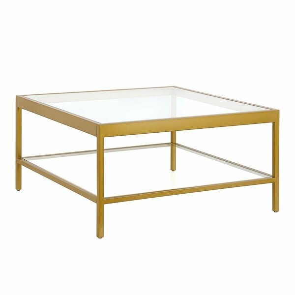 Hudson & Canal Henn Hart Alexis Brass Square Coffee Table - 17 x 32 x 32 in. CT0697